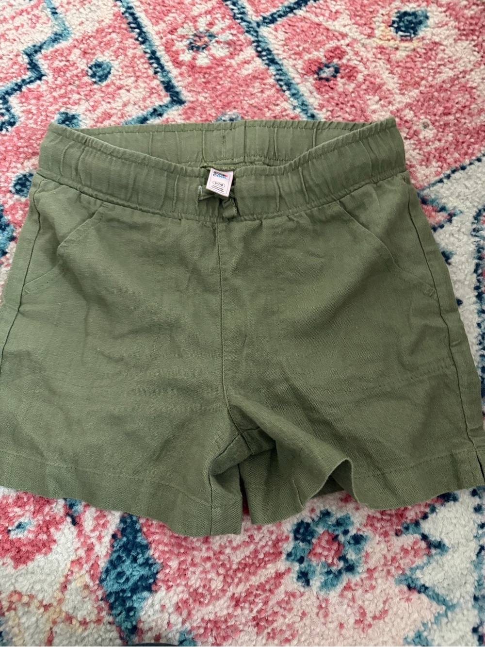 Kids Olive Green Pull-On Shorts with Elastic Waist